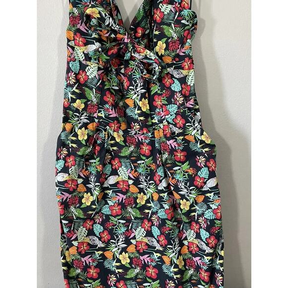 Timeless London Tropical Bird Floral Print Halter Dress Pin Up Size US6 Resort - Picture 4 of 11